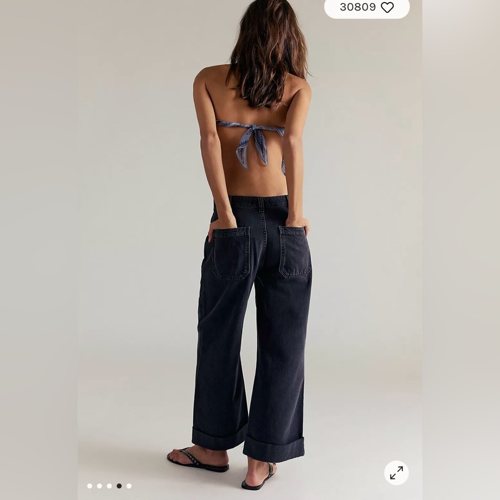 Free People We the Free Palmer Cuffed Jeans in Outer Space (Black) Size 29. NWT - Picture 3 of 12